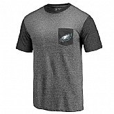 Men's Philadelphia Eagles Pro Line by Fanatics Branded Heathered Gray Black Refresh Pocket T-Shirt FengYun,baseball caps,new era cap wholesale,wholesale hats