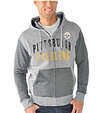 Men's Pittsburgh Steelers G III Sports by Carl Banks Safety Tri Blend Full Zip Hoodie Heathered Gray FengYun,baseball caps,new era cap wholesale,wholesale hats