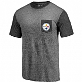 Men's Pittsburgh Steelers Pro Line by Fanatics Branded Heathered Gray Black Refresh Pocket T-Shirt FengYun,baseball caps,new era cap wholesale,wholesale hats