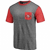 Men's San Francisco 49ers Pro Line by Fanatics Branded Heathered Gray Scarlet Refresh Pocket T-Shirt FengYun,baseball caps,new era cap wholesale,wholesale hats