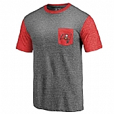 Men's Tampa Bay Buccaneers Pro Line by Fanatics Branded Heathered Gray Red Refresh Pocket T-Shirt FengYun,baseball caps,new era cap wholesale,wholesale hats