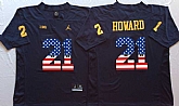 Michigan Wolverines #21 Desmond Howard Navy White USA Flag College Stitched Jersey,baseball caps,new era cap wholesale,wholesale hats