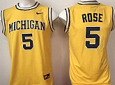 Michigan Wolverines #5 ROSE Yellow College Basketball Jersey,baseball caps,new era cap wholesale,wholesale hats