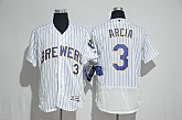 Milwaukee Brewers #3 Orlando Arcia White Flexbase Collection Stitched MLB Jersey,baseball caps,new era cap wholesale,wholesale hats