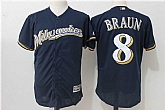 Milwaukee Brewers #8 Ryan Braun Navy New Cool Base Stitched Jersey,baseball caps,new era cap wholesale,wholesale hats