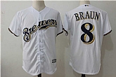 Milwaukee Brewers #8 Ryan Braun White New Cool Base Stitched Jersey,baseball caps,new era cap wholesale,wholesale hats