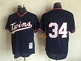 Minnesota Twins #34 Kirby Puckett Navy Blue Mitchell And Ness Throwback Pullover Stitched Jersey,baseball caps,new era cap wholesale,wholesale hats