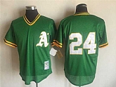 Oakland Athletics #24 Rickey Henderson Green Mitchell And Ness Throwback Pullover Stitched Jersey,baseball caps,new era cap wholesale,wholesale hats