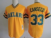 Oakland Athletics #33 Jose Canseco Yellow Mitchell And Ness Throwback Pullover Stitched Jersey,baseball caps,new era cap wholesale,wholesale hats