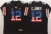 Ohio State Buckeyes #12 C.Jones Black USA Flag College Football Stitched Jersey,baseball caps,new era cap wholesale,wholesale hats