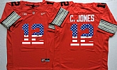 Ohio State Buckeyes #12 C.Jones Red USA Flag College Stitched Jersey,baseball caps,new era cap wholesale,wholesale hats