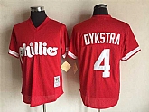 Philadelphia Phillies #4 Dykstra Red Mitchell And Ness Throwback Pullover Stitched Jersey,baseball caps,new era cap wholesale,wholesale hats