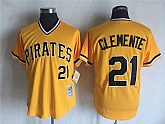 Pittsburgh Pirates #21 Roberto Clemente Yellow Mitchell And Ness Throwback Pullover Stitched Jersey,baseball caps,new era cap wholesale,wholesale hats