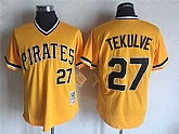 Pittsburgh Pirates #27 Tekulve Yellow Mitchell And Ness Throwback Pullover Stitched Jersey,baseball caps,new era cap wholesale,wholesale hats