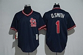 St. Louis Cardinals #1 Ozzie Smith Navy Blue Mitchell And Ness Throwback Pullover Stitched Jersey,baseball caps,new era cap wholesale,wholesale hats