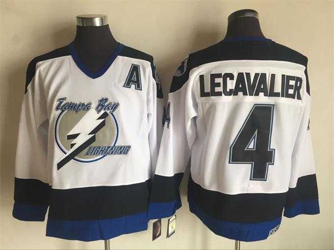 Tampa Bay Lightning #4 Vincent Lecavalier White CCM Throwback Jersey