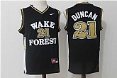 Wake Forest Demon Deacons #21 Tim Duncan Black College Jersey,baseball caps,new era cap wholesale,wholesale hats