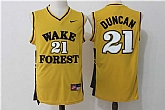 Wake Forest Demon Deacons #21 Tim Duncan Yellow College Jersey,baseball caps,new era cap wholesale,wholesale hats