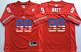 Wisconsin Badgers #99 J.J. Watt Red USA Flag College Stitched Jersey,baseball caps,new era cap wholesale,wholesale hats