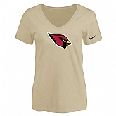 Women's Arizona Cardinals Beige Logo V neck T-Shirt FengYun,baseball caps,new era cap wholesale,wholesale hats