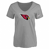 Women's Arizona Cardinals L.Gray Logo V neck T-Shirt FengYun,baseball caps,new era cap wholesale,wholesale hats