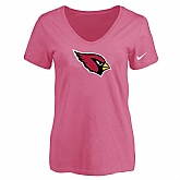 Women's Arizona Cardinals Pink Logo V neck T-Shirt FengYun,baseball caps,new era cap wholesale,wholesale hats