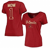 Women's Arizona Diamondbacks 2017 Mother's Day #1 Mom V-Neck T-Shirt - Red FengYun,baseball caps,new era cap wholesale,wholesale hats