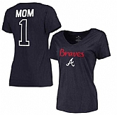 Women's Atlanta Braves 2017 Mother's Day #1 Mom V-Neck T-Shirt - Navy FengYun,baseball caps,new era cap wholesale,wholesale hats