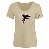 Women's Atlanta Falcons Beige Logo V neck T-Shirt FengYun,baseball caps,new era cap wholesale,wholesale hats