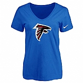 Women's Atlanta Falcons Blue Logo V neck T-Shirt FengYun,baseball caps,new era cap wholesale,wholesale hats