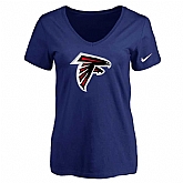 Women's Atlanta Falcons D.Blue Logo V neck T-Shirt FengYun,baseball caps,new era cap wholesale,wholesale hats