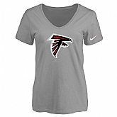 Women's Atlanta Falcons L.Gray Logo V neck T-Shirt FengYun,baseball caps,new era cap wholesale,wholesale hats