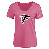 Women's Atlanta Falcons Pink Logo V neck T-Shirt FengYun,baseball caps,new era cap wholesale,wholesale hats