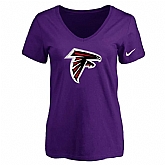 Women's Atlanta Falcons Purple Logo V neck T-Shirt FengYun,baseball caps,new era cap wholesale,wholesale hats