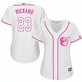 Women's Baltimore Orioles #23 Joey Rickard White Pink New Cool Base Jersey,baseball caps,new era cap wholesale,wholesale hats