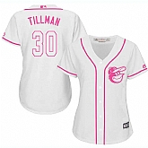 Women's Baltimore Orioles #30 Chris Tillman White Pink New Cool Base Jersey,baseball caps,new era cap wholesale,wholesale hats