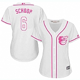 Women's Baltimore Orioles #6 Jonathan Schoop White Pink New Cool Base Jersey,baseball caps,new era cap wholesale,wholesale hats