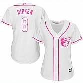 Women's Baltimore Orioles #8 Cal Ripken Jr. White Pink New Cool Base Jersey,baseball caps,new era cap wholesale,wholesale hats
