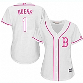 Women's Boston Red Sox #1 Bobby Doerr White Pink New Cool Base Jersey,baseball caps,new era cap wholesale,wholesale hats