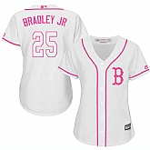 Women's Boston Red Sox #25 Jackie Bradley Jr White Pink New Cool Base Jersey,baseball caps,new era cap wholesale,wholesale hats