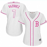 Women's Boston Red Sox #7 Chirstian Vazquez White Pink New Cool Base Jersey,baseball caps,new era cap wholesale,wholesale hats