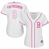 Women's Boston Red Sox #8 Carl Yastrzemski White Pink New Cool Base Jersey,baseball caps,new era cap wholesale,wholesale hats