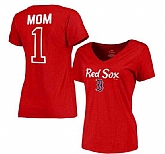 Women's Boston Red Sox 2017 Mother's Day #1 Mom V-Neck T-Shirt - Red FengYun,baseball caps,new era cap wholesale,wholesale hats