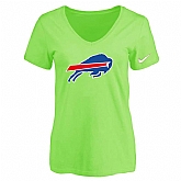 Women's Buffalo Bills L.Green Logo V neck T-Shirt FengYun,baseball caps,new era cap wholesale,wholesale hats