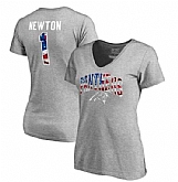 Women's Carolina Panthers #1 Cam Newton NFL Pro Line by Fanatics Branded Banner Wave Name & Number T Shirt Heathered Gray FengYun,baseball caps,new era cap wholesale,wholesale hats