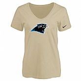 Women's Carolina Panthers Beige Logo V neck T-Shirt FengYun,baseball caps,new era cap wholesale,wholesale hats