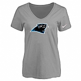 Women's Carolina Panthers L.Gray Logo V neck T-Shirt FengYun,baseball caps,new era cap wholesale,wholesale hats