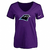 Women's Carolina Panthers Purple Logo V neck T-Shirt FengYun,baseball caps,new era cap wholesale,wholesale hats