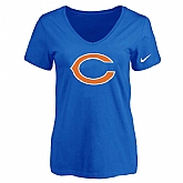 Women's Chicago Bears Blue Logo V neck T-Shirt FengYun,baseball caps,new era cap wholesale,wholesale hats