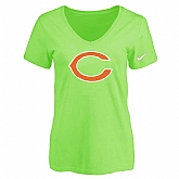 Women's Chicago Bears L.Green Logo V neck T-Shirt FengYun,baseball caps,new era cap wholesale,wholesale hats